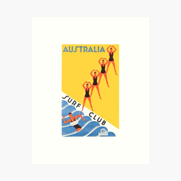 1930 Australia Surf Club Travel Poster Art Print