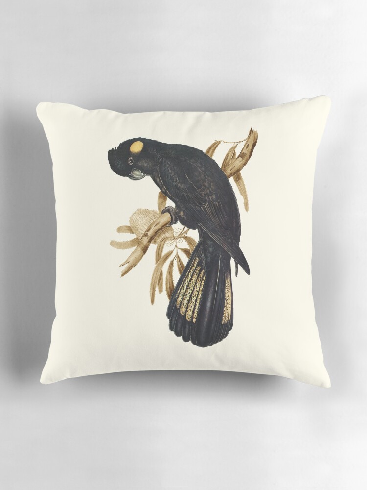 Thumbnail 3 of 4, Pillow, Yellow-tailed Black Cockatoo designed and sold by hycfts-Art0002.