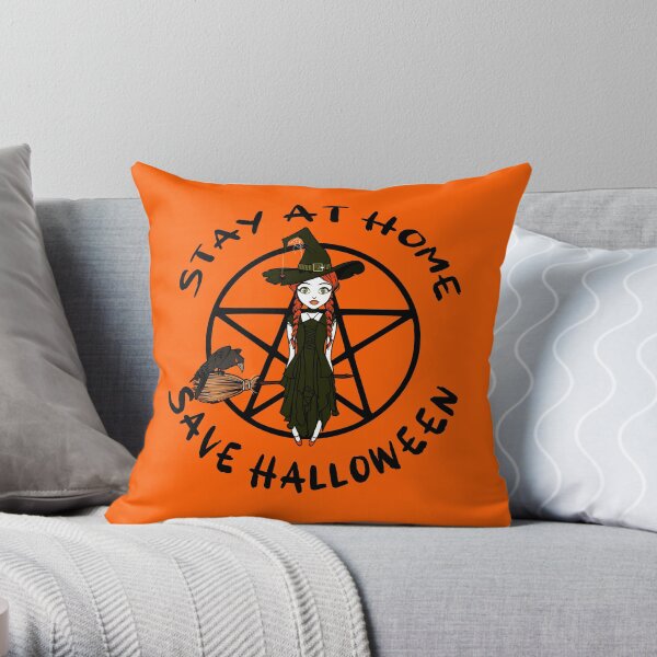 Stay At Home Save Halloween Cheeky Witch® Throw Pillow