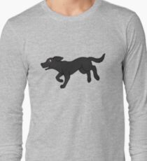 Camiseta de manga larga Black Labrador Retriever corriendo