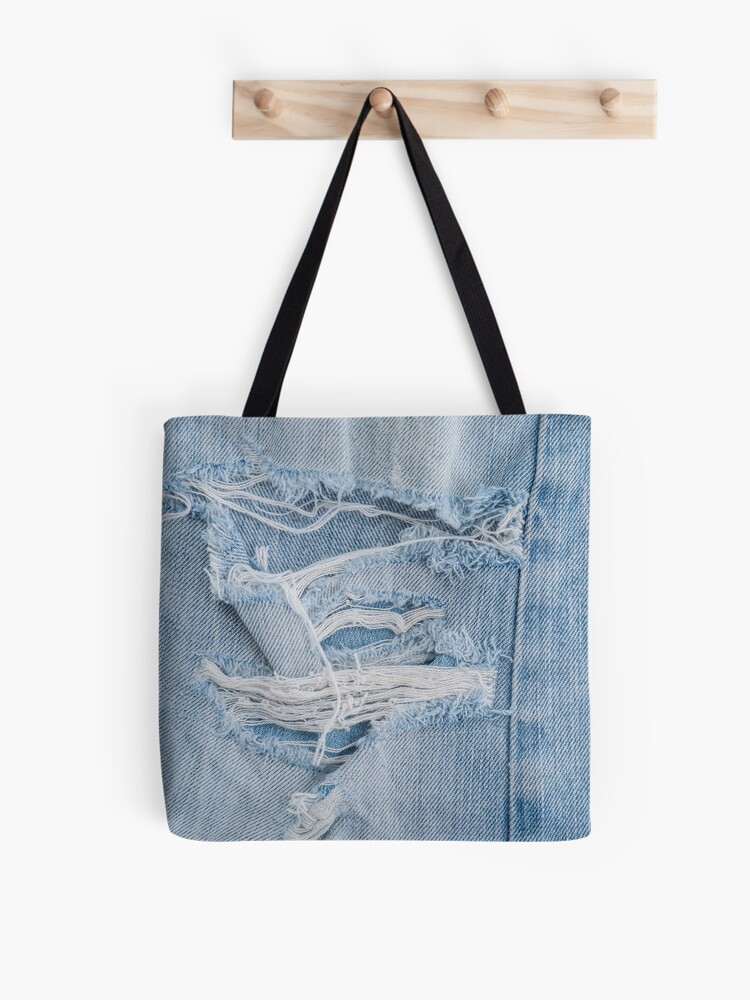 Wrangler Southwestern Print Wide Tote Bag Frayed Denim Fringed Design