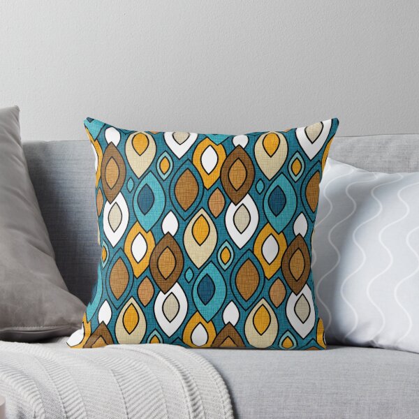 Item preview, Mid Century Modern Leaves // Turquoise, Caramel, Coffee Brown, Navy Blue // V4 designed and sold by Elsy's Art.