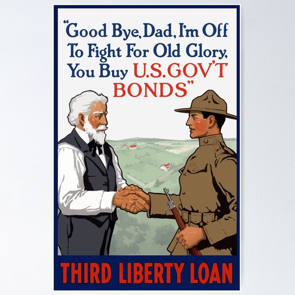 Vintage World War II Poster of Uncle Sam Shaking Hands with a