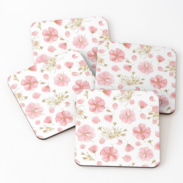 Item preview, Pressed geranium watercolor seamless pattern on white designed and sold by Yulia Chepurova.