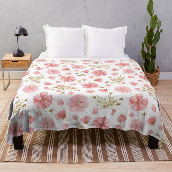 Item preview, Pressed geranium watercolor seamless pattern on white designed and sold by Yulia Chepurova.