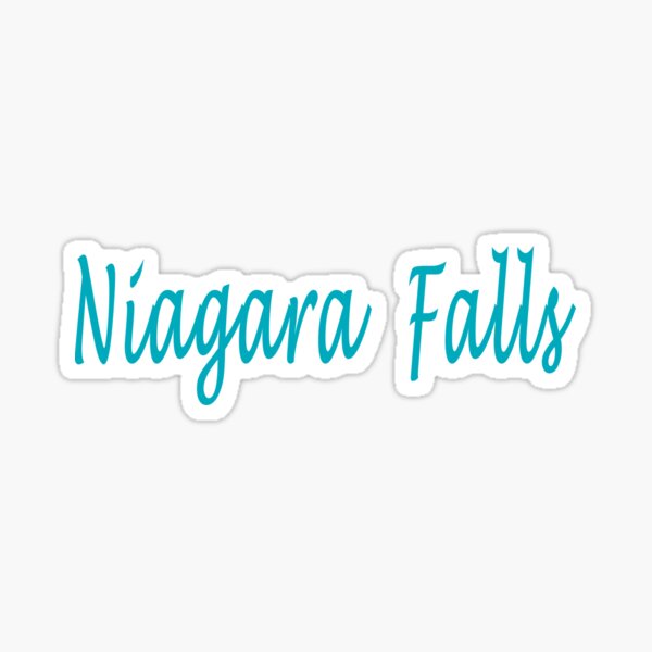 Artikel-Vorschau von Niagara Falls Kanada und USA in aquamarinblauer Word-Art-Skript-Typografie, designt und verkauft von Star58.