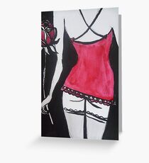 Red Rose, Red Dress on Black Greeting Card