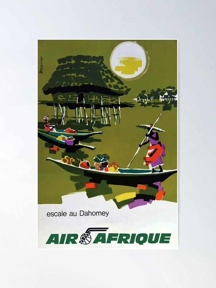 Air Afrique Dahomey vintage travel poster