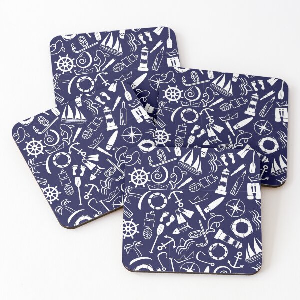 Item preview, Cute Blue and White Nautical Pattern designed and sold by Mexikawaii.