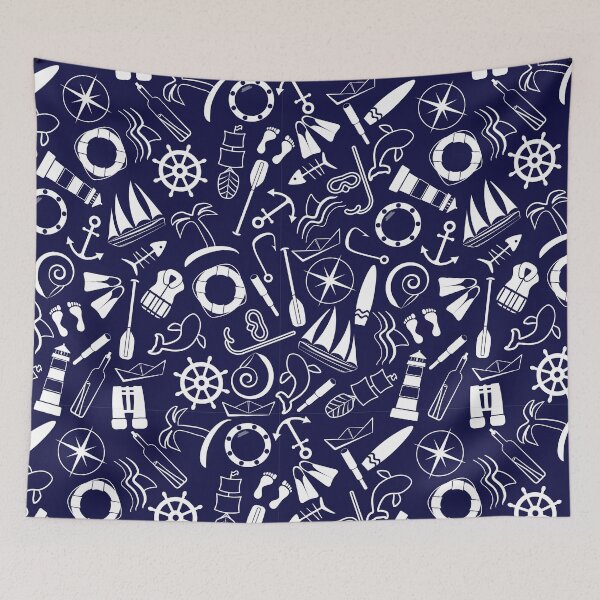 Item preview, Cute Blue and White Nautical Pattern designed and sold by Mexikawaii.