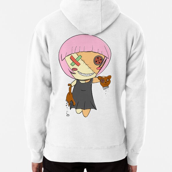 Stitched Button Eyed Girl with Teddy Bear Pullover Hoodie for Sale by Mad  Nerd