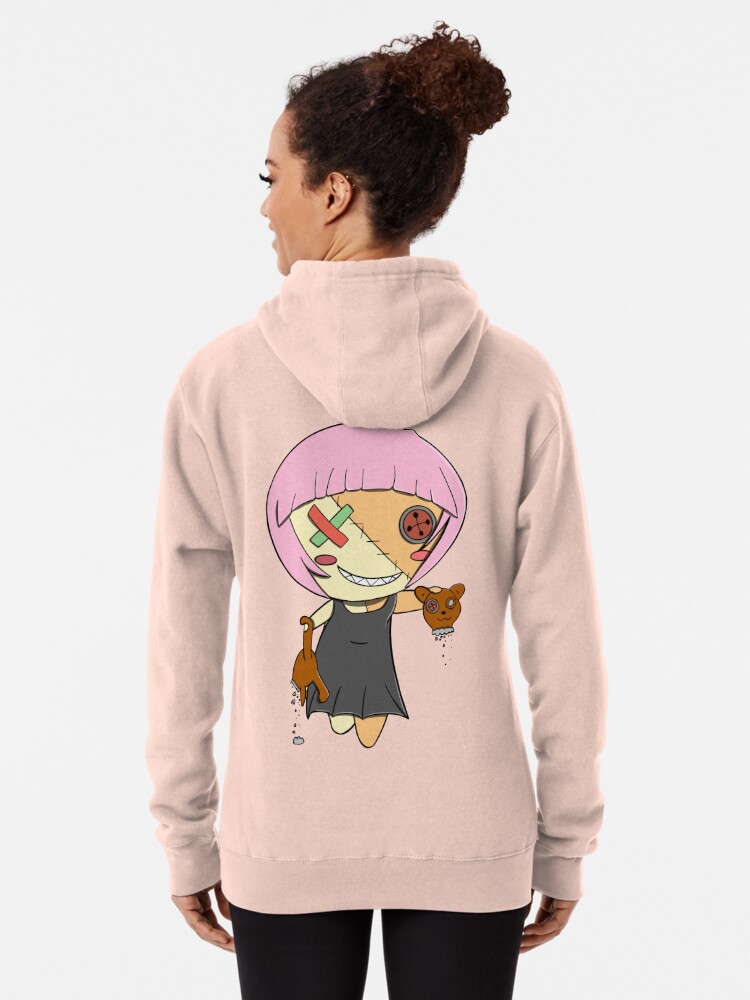 Stitched Button Eyed Girl with Teddy Bear Pullover Hoodie for Sale by Mad  Nerd