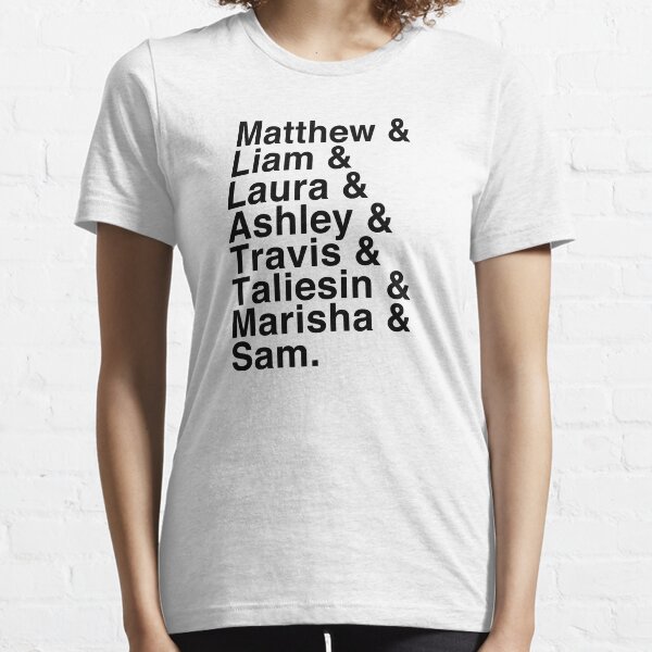 The Cast of Critical Role (Variant 2) - Helvetica List Essential T-Shirt