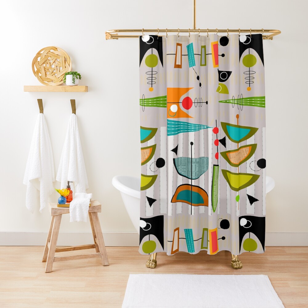Mid Century Modern Abstract 55 Shower Curtain For Sale By Gailg1957 Redbubble