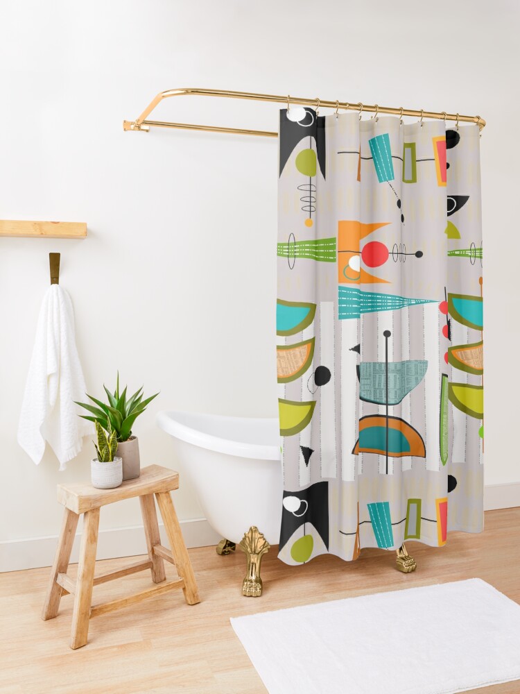 Alternate view of Mid-century Modern Abstract #55 Shower Curtain