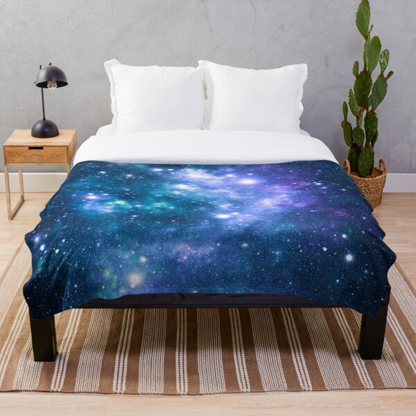 Turquoise Teal Purple Galaxy Nebula Throw Blanket