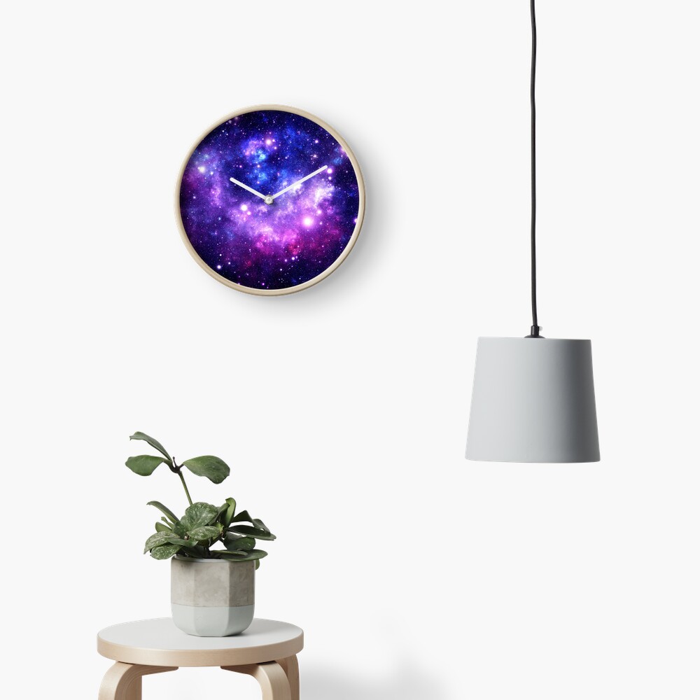 Purple Blue Galaxy Nebula Clock