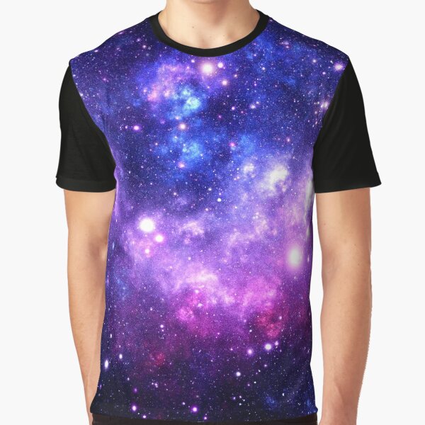 Blue And Purple Galaxy T-Shirt With Pocket Cosmic Neon Print