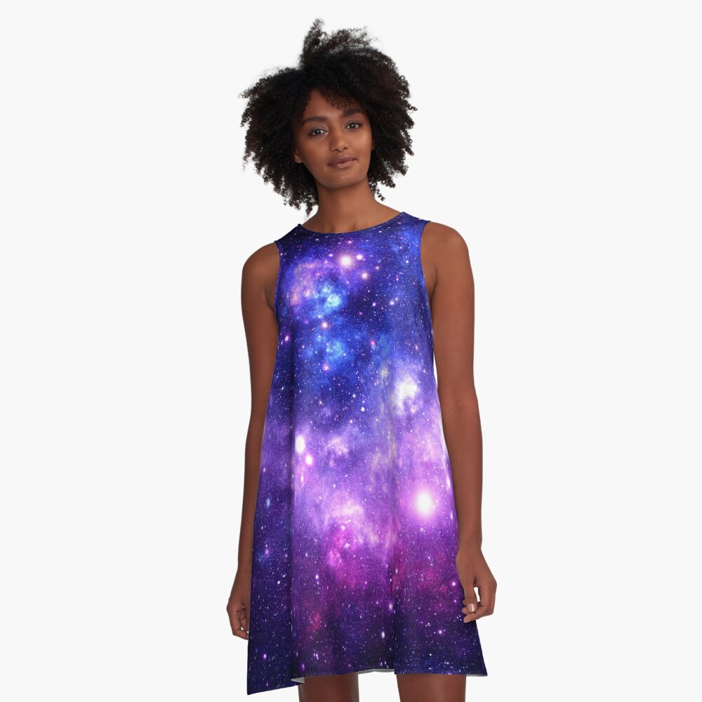 Purple Blue Galaxy Nebula A-Line Dress