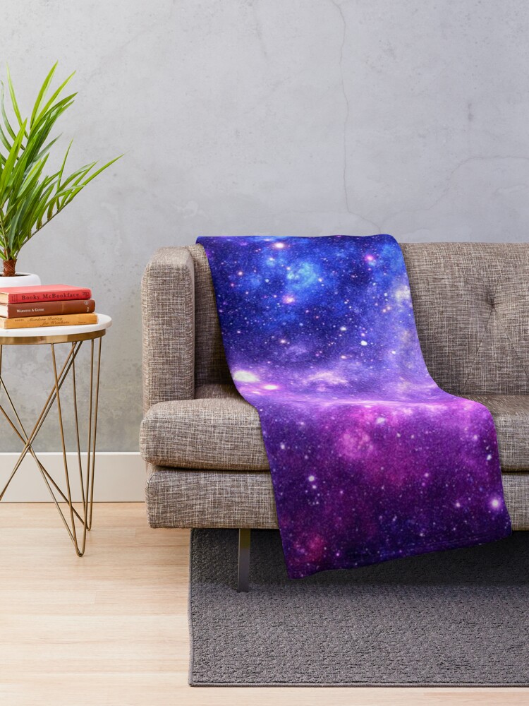 Alternate view of Purple Blue Galaxy Nebula Throw Blanket