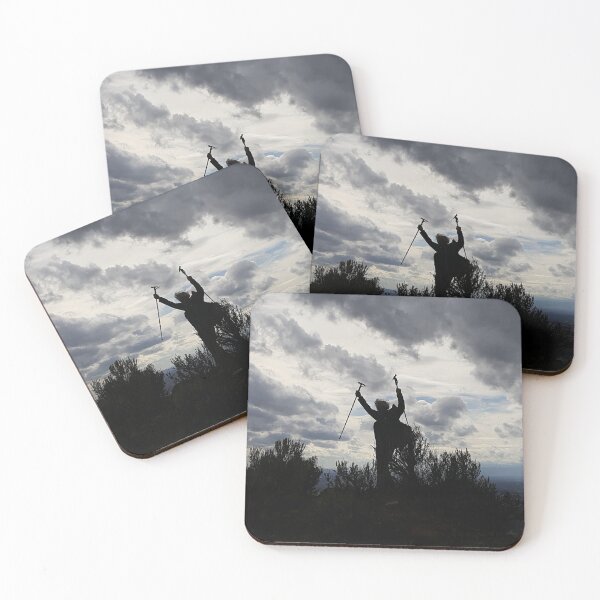 Item preview, Silhouette of Hiker Celebrating Reaching the Summit designed and sold by MomentofPercep.