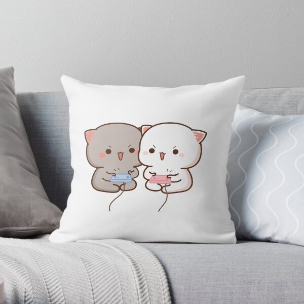 Peach et Goma Mochi Cat Gaming Coussin