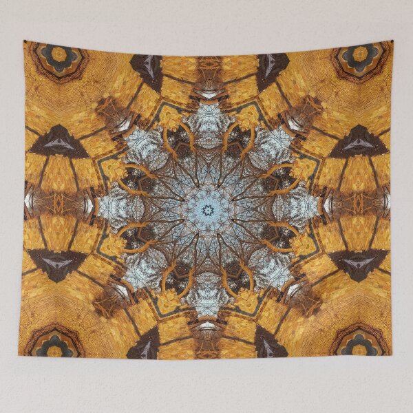 Item preview, Golden stone, blue sky and arching branches kaleidoscope designed and sold by rvjames.