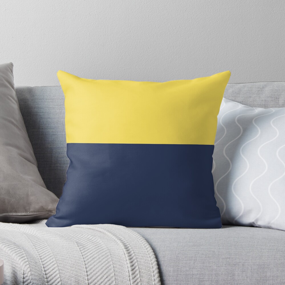 Navy blue clearance and yellow cushions