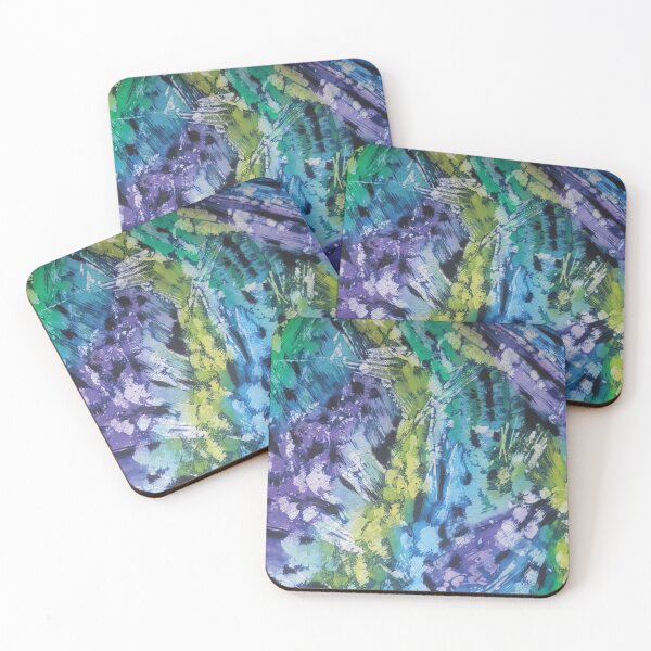 Item preview, Abstract batik in Blues, Greens, Turks, and Purples designed and sold by Leslie Rogers Todder.
