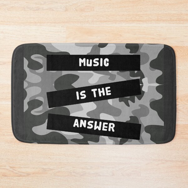 Item preview, MUSIC IS THE ANSWER - on grey camouflage background - digital art by Iona Art Digital designed and sold by IonaArtDigital.