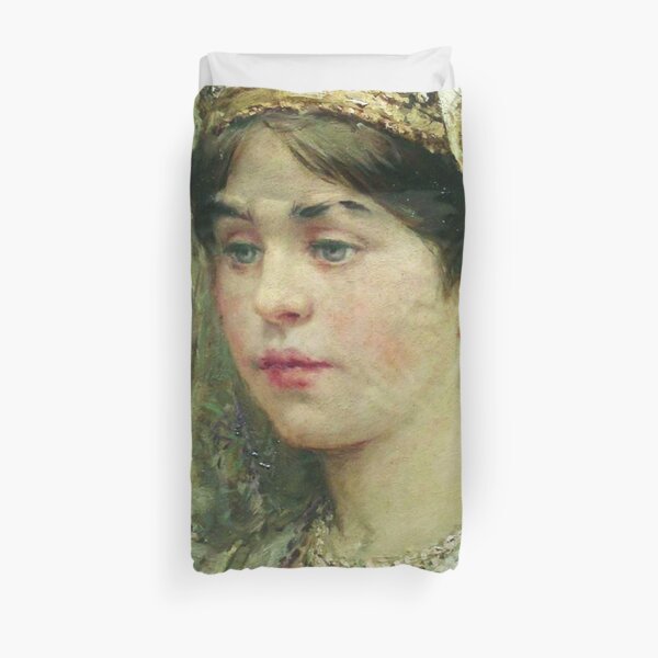 Portrait of a Girl in the Russian Costume Duvet Cover