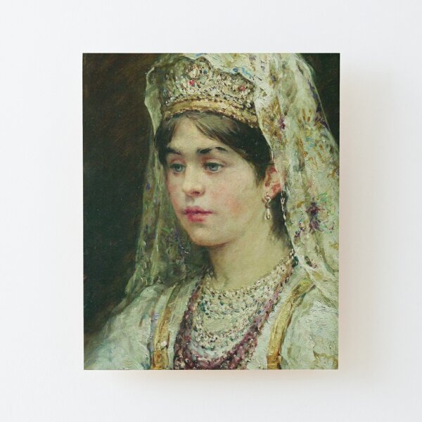 Portrait of a Girl in the Russian Costume Wood Mounted Print