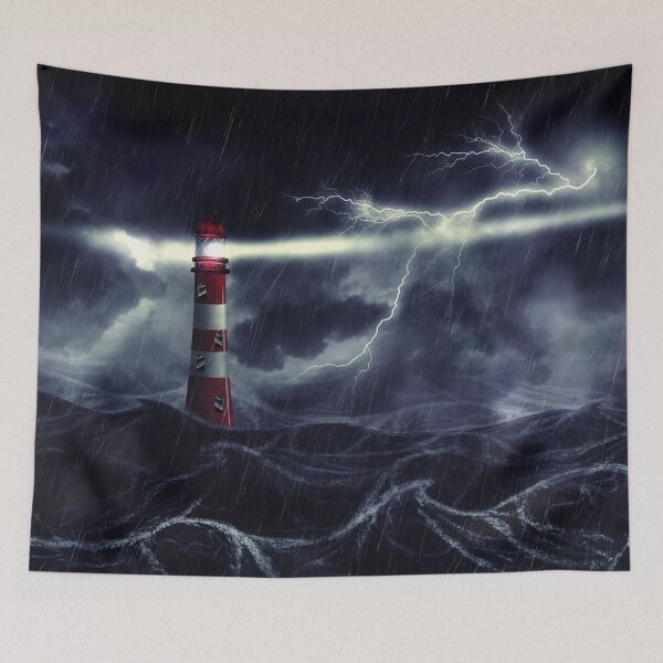 Item preview, Lighthouse in the stormy sea digital illustration  designed and sold by AnnArtshock.
