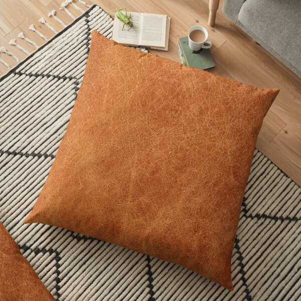 HQ Original Camel Leather Picture by Arteresting Floor Pillow