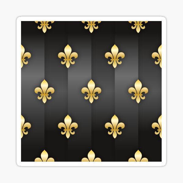 Fleur de Lys / Fleur de Lis Grau-Gold Metallic-Look Sticker