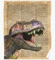 T-rex,tyrannosaurus,dinosaur Vintage Dictionary Art Poster