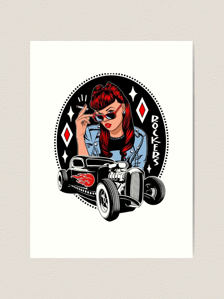 Camiseta Queen Kerosin Rockabilly - Corte Slim Mujer Camiseta Queen Kerosin Retro Años 50 Estampado Comic