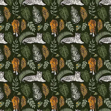 Artwork thumbnail, Tiger Seamless Pattern by zenpatterns
