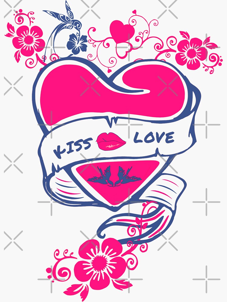 Love Heart Kiss French Love Sticker For Sale By Angels Luv Redbubble 5014