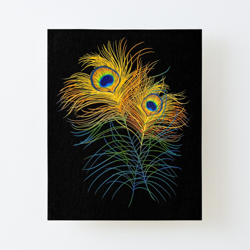 Square Animal Photo Canvas Small Wall Art Picture Prints Blue Peacock Feathers