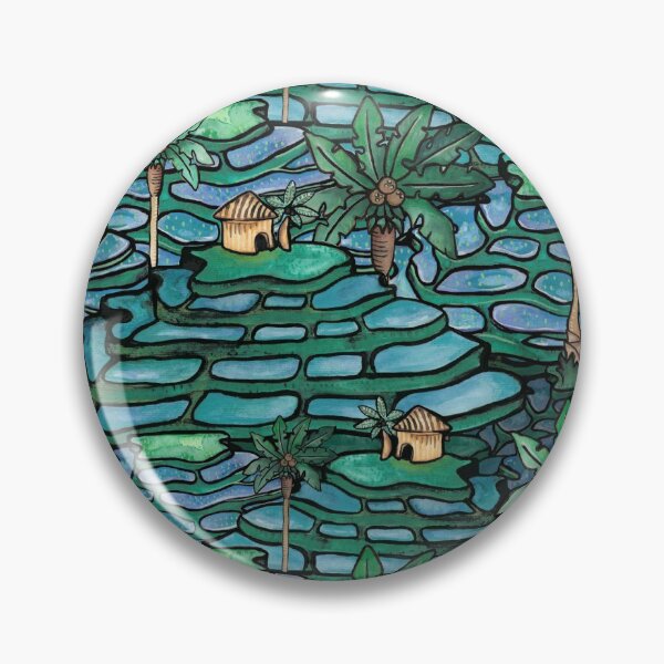 Item preview, Bali. paddy field. hand drawn pattern, earthy, bali, landscape, rice, watercolor, green blue designed and sold by Soulape.