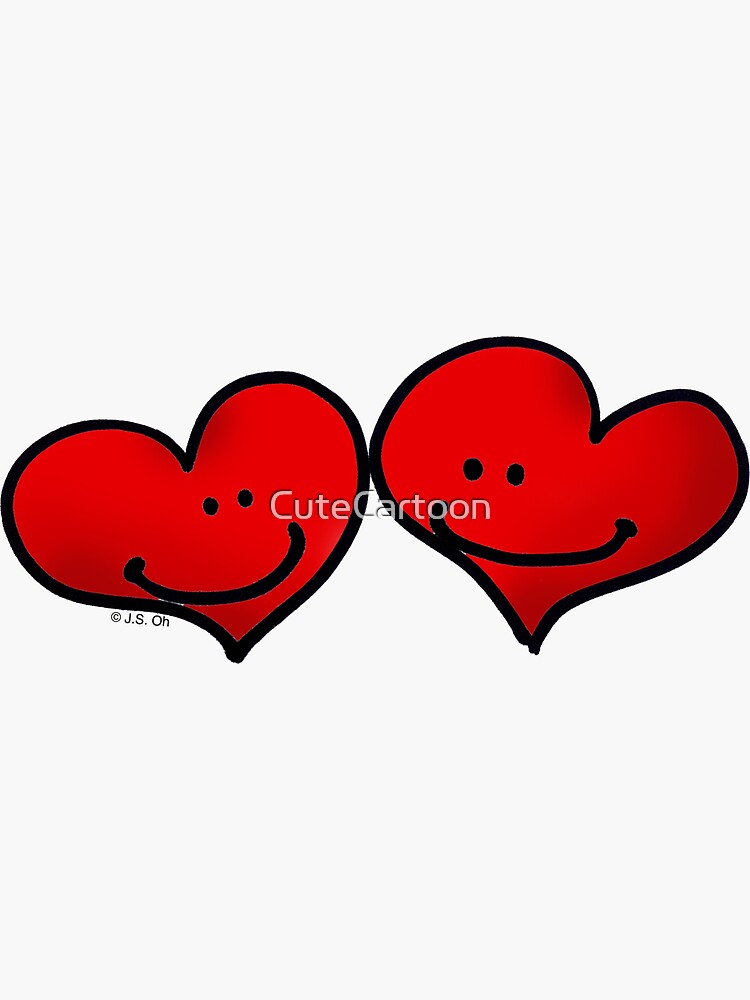 Double Red Hearts Love Sticker