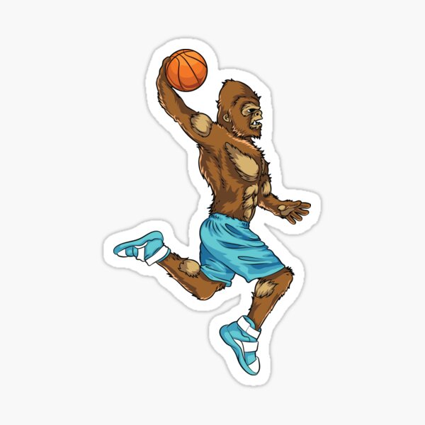 "Bigfoot playing Basketball Shirt" Sticker for Sale by artrix28 Redbubble