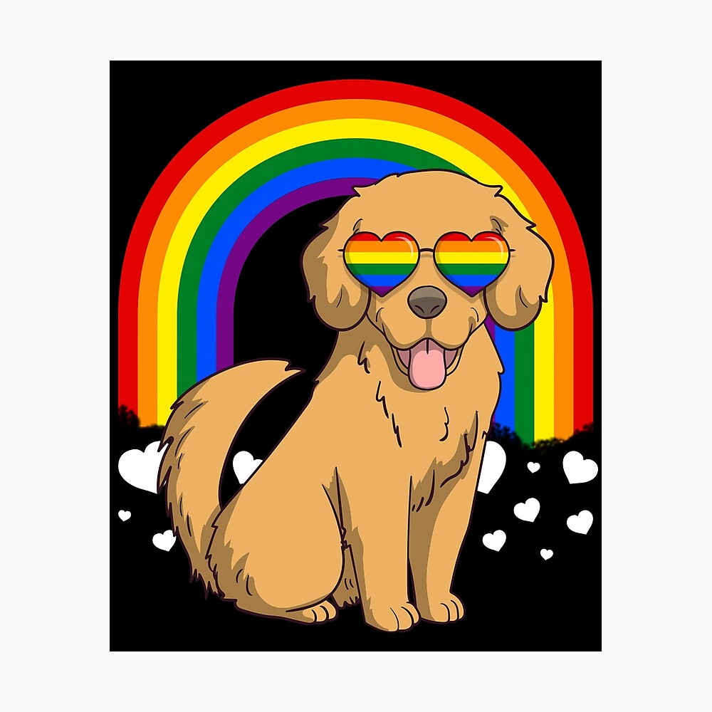 Gay Pride Golden Retriever Dog LGBTQ Rainbow