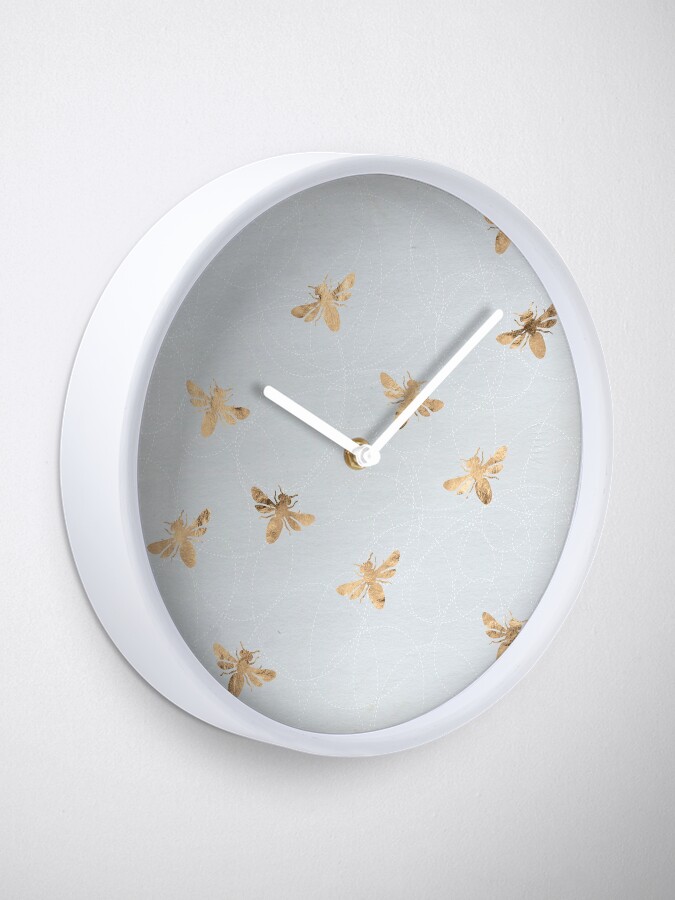 Alternate view of Rose Gold Bees Pattern Clock