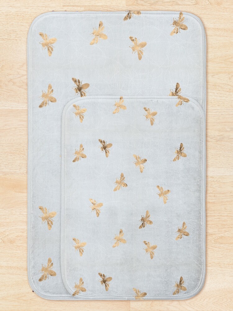 Alternate view of Rose Gold Bees Pattern Bath Mat