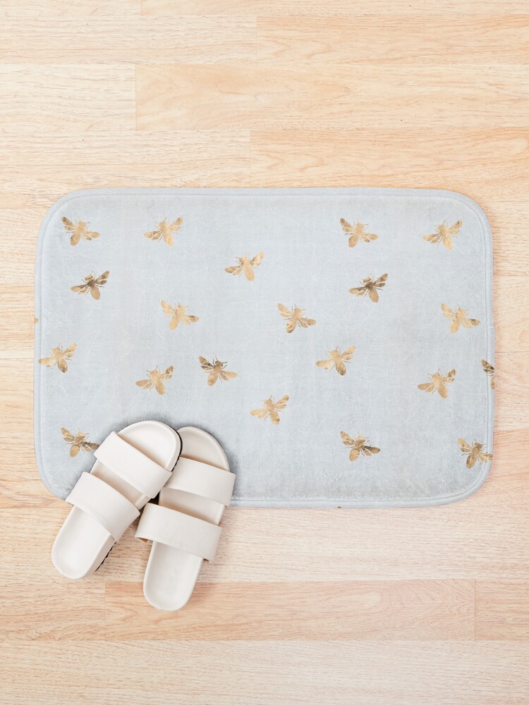 Alternate view of Rose Gold Bees Pattern Bath Mat
