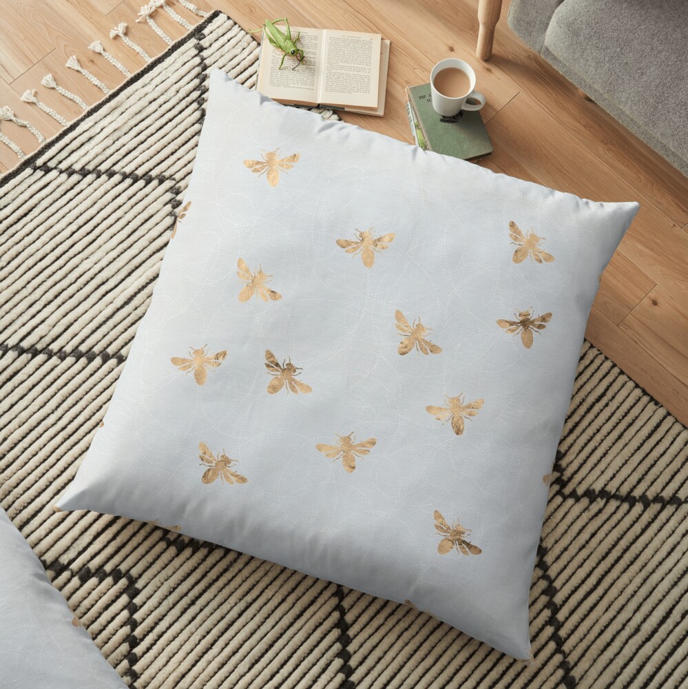 Rose Gold Bees Pattern Floor Pillow