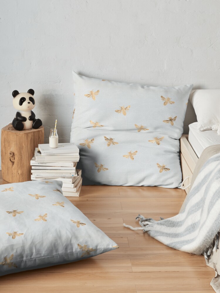Alternate view of Rose Gold Bees Pattern Floor Pillow