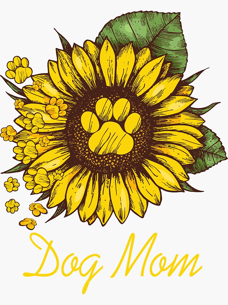 "Sunflower Dog Mom" Sticker for Sale by Bayenstar | Redbubble